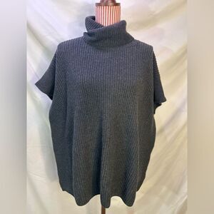 Lilla P Cashmere Cotton Sweater Gray Oversized Batwing Sleeves Cowl Neck NWT